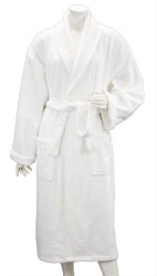 Maghso Long White Egyptian Cotton Bath Robe with Collar