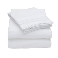 1500 Supreme Collection 4 Piece Bed Sheet Set Deep Pocket, Queen, White