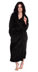 Soft Universal Plush Robe – Pocket Bathrobe with Tie Closure and Pockets, Black, Xmas Day
