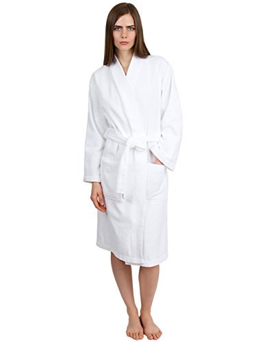 TowelSelections Turkish Cotton Bathrobe Terry Kimono Robe for Women and Men Made in Turkey Medium/Large White