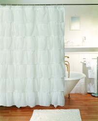 Gypsy Ruffled Shower Curtain White 70″ wide x 72″ long