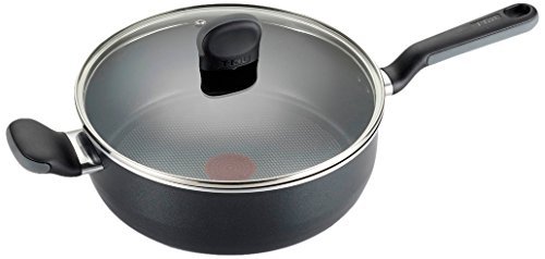 T-fal A68833 Soft Sides Nonstick Thermo-Spot Dishwasher Safe Oven Safe Saute Pan Cookware, 4.2-Quart, Black