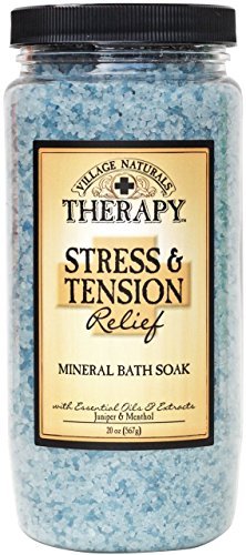 Village Naturals Therapy Stress and Tension Relief Mineral Bath Soak, Juniper and Menthol, 1.35 Ounce