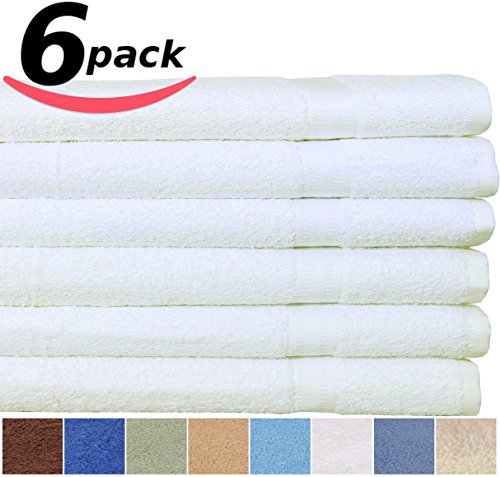 Utopia 100% Cotton Bath Towels Easy Care, Ringspun Cotton for Maximum Softness and Absorbency, 6-Pack – White (27″ x 54″)