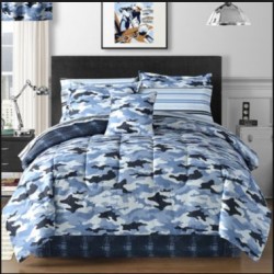 Cadet Camo Complete Bedding Set with Sheets (8-pc queen) (blue) -Includes Comforter,Bed skirt, Sham, Fitted Sheet, Flat Sheet and Pillowcase- Home Improvement Accessory for a Bedroom Makeover-Perfect Kids or Teens Room Decor