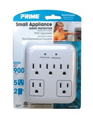Prime Wire & Cable PB802155 5-Outlet Small Appliance Appliance Surge Protector, White