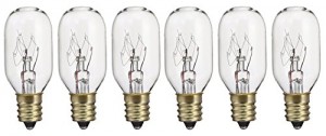 Pack of 6 15T7 15W Incandescent Salt Lamp & Appliance T7 Bulb with Candelabra Base, Clear Light Bulb