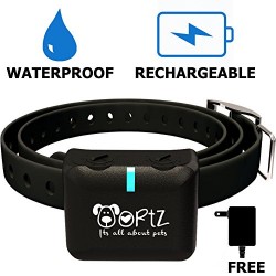 Ortz Waterproof Rechargeable Bark Collar for Small, Medium & Large Dogs – Black