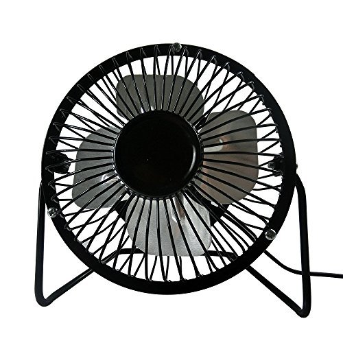 PATHY 4 Inch Mini USB Fan With Aluminium Blades, 360 Degree Rotatable Small Table Fan with 3 Anti-vibration Pads, Air Radiater for Laptop, Black