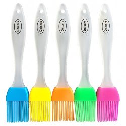 Daixers Silicone Basting Pastry & Bbq Brushes (Set of 5, Colorful) Durable, Attractive, Heat Resistant Kitchen Utensils Dishwasher Safe Soft and Flexible Essential Cooking Gadget, Bakeware Tool