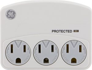 GE 14052 Surge Tap, 3 Outlets, 450J, Safety Covers, White