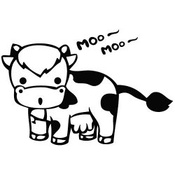 Cow Moo – Cartoon Decal Vinyl Removable Decorative Sticker for Wall, Car, Ipad, Macbook, Laptop, Bike, Helmet, Small Appliances, Music Instruments, Motorcycle, Suitcase