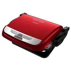 George Foreman GRP4800R 4-in-1 Multi-Plate Evolve Grill, Electric Grill, (Panini Press, Grilling, Baking, and Cupcake Plates Included), Red