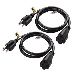 Cable Matters (2-Pack) Heavy Duty AC Power Extension Cord in 3 Feet (NEMA 5-15P to NEMA 5-15R)