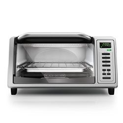 BLACK+DECKER TO1380SS 4-Slice Digital Toaster Oven, Includes Bake Pan, Broil Rack & Toasting Rack, Stainless Steel Digital Toaster Oven