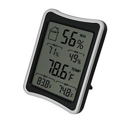 BENGOO Indoor Humidity Monitor Thermometer Digital Hygrometer Monitor with Stand and Large LCD Display Works in Celsius and Fahrenheit for Home Living Room Offic – Black