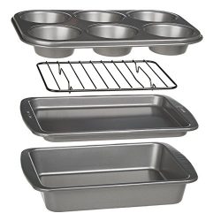 Ecolution Bakeins 4-Piece Toaster Oven Bakeware Set – PFOA, BPA, and PTFE Free Non-Stick Coating – Heavy Duty Carbon Steel