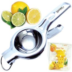 EcoJeannie LS0001 Professional Jumbo Stainless Steel Lemon and Lime Squeezer and Juicer with Free Citrus Tap, 9.25-Inch, Silver