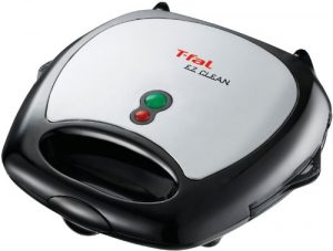 T-fal SW6100 EZ Clean Easy to Clean Nonstick Sandwich and Waffle Maker with Removable Dishwasher Safe Plates, 2-Slice, Silver