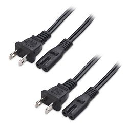 Cable Matters 2-Pack 2-Slot Non-Polarized Universal Replacement Power Cord 6 Feet (NEMA 1-15P to IEC C7)