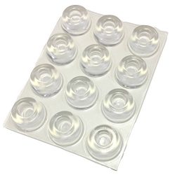Small Clear Door Knob Bumpers (Set of 12) – Made in USA – Self-adhesive Door Stoppers Wall Protectors Rubber Feet for Speakers, Electronics, Furniture