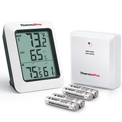 ThermoPro TP60 Digital Hygrometer Indoor Outdoor Thermometer Humidity Monitor with Temperature Gauge Humidity Meter, Wireless Outdoor Hygrometer, 200ft/60m Range