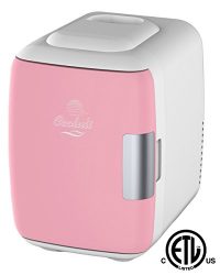 Cooluli Mini Fridge Electric Cooler and Warmer (4 Liter/6 Can): AC/DC Portable Thermoelectric System w/Exclusive On the Go USB Power Bank Option (Pink)