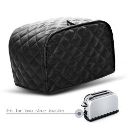 XUNUO TwoSlice Toaster Cover, Polyester Anti-sputtering and Dustproof Machine Washable Five Colors (Black+Polyester, Two Slice Toaster Cover)