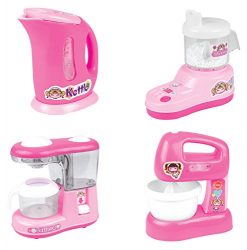 COTTONTAIL Pink Kitchen Small Appliance Toy Pretend Play Set with Juicer Mixer Kettle and Coffee Maker