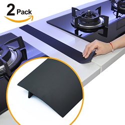 Silicone Stove Counter Gap Cover Kitchen Counter Gap Filler by Kindga 25’’ Long Gap Filler Sealing Spills Between Kitchen Appliances Washing Machine and Stovetop, Set of 2(Black)