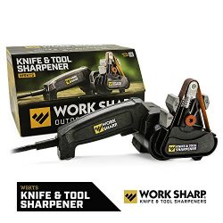 Work Sharp WSKTS Knife & Tool Sharpener, Precision Sharpening Guides with Premium Abrasive Belts, Fast, Easy, Repeatable, & Consistent Results, & can Sharpen Lawn, Garden, & Bladed Shop Tools
