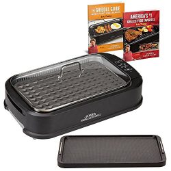 Power Smokeless Grill with Tempered Glass Lid with Interchangeable Griddle Plate and Turbo Speed Smoke Extractor Technology