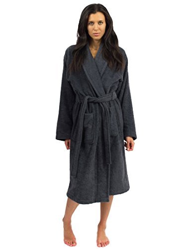 TowelSelections Turkish Cotton Robe Terry Shawl Bathrobe for Women and Men Made in Turkey Medium/Large Charcoal