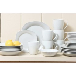 Square Dinnerware Set, 30 Piece Dish Set, White, Contemporary, Square Dishes for the Home,