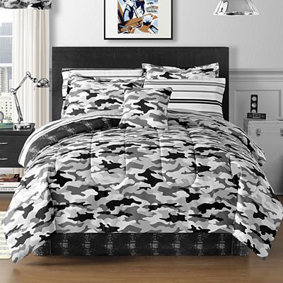 Cadet Camo Complete Bedding Set with Sheets (8-pc queen) (black)-Includes Comforter,Bed skirt, Sham, Fitted Sheet, Flat Sheet and Pillowcase- Home Improvement Accessory for a Bedroom Makeover-Perfect Kids or Teens Room Decor