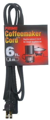 Prime HC100506 Coffee Maker and Small Appliance Power Supply Cord, Black, 6-Feet