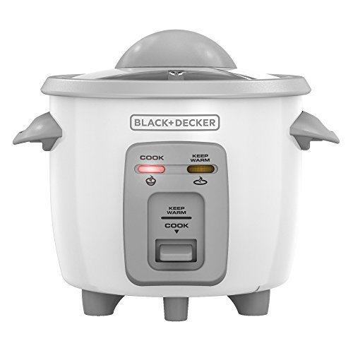 Black + Decker RC3303 3-Cup Cooked/1.5-Cup Uncooked Compact Rice Cooker, White