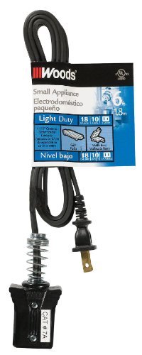 Woods 0291 Foot HPN Small Appliance Cord, Black