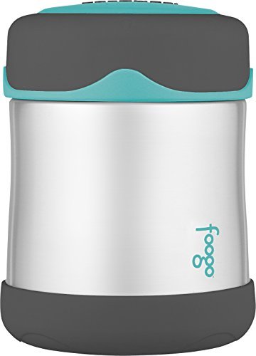 THERMOS FOOGO Vacuum Insulated Stainless Steel 10-Ounce Food Jar, Charcoal/Teal