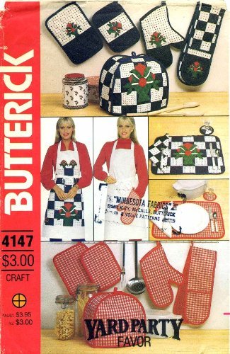Butterick 4147 Sewing Pattern Kitchen Accessories Appliance Covers Pot Holder Oven Mitt