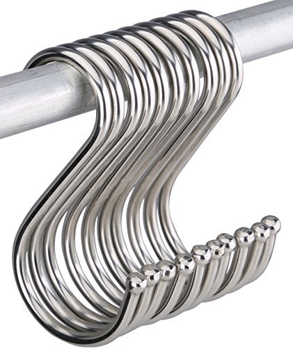 Pro Chef Kitchen Tools Premium Round S Shaped Hooks in 10 Pack Polished Stainless Steel Metal