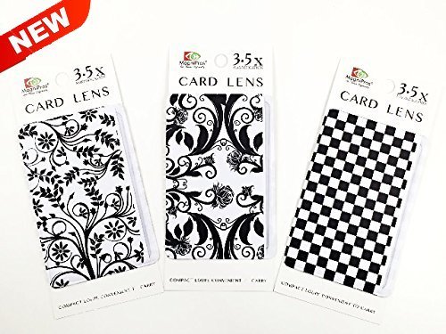 3 Pack Stylish Credit Card Sized Magnifying Lens Magnifier 3.5X(Magnification)-Great For Reading Small Prints Traveling and Low Vision Aids