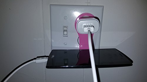 Folding Mobile Cell Phone Wall Charger Hanger Charging Rack Shelf (Pink)