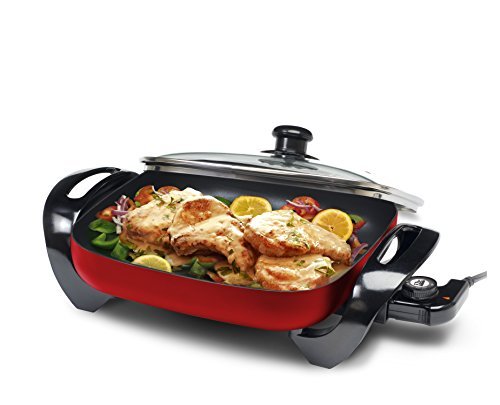 Maxi-Matic EG-1220GR Elite Gourmet Electric Skillet, 12 by 12-Inch, Red