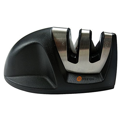 BOGZON Professional Manual knife sharpener, 2 Stage System – Coarse & Fine, Protable, Black