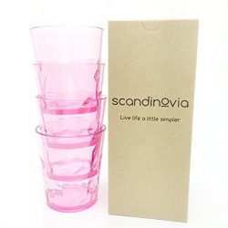 8 oz Premium Drinking Glasses – Set of 4 – Unbreakable Tritan Plastic – BPA Free – 100% Made in Japan (Pink)