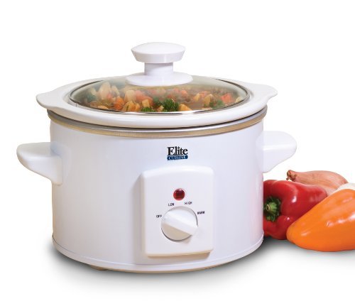 MaxiMatic MST-250XW Elite Cuisine 1-1/2-Quart Round-Shaped Slow Cooker, White