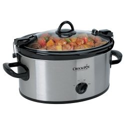 Crock-Pot SCCPVL600S Cook’ N Carry 6-Quart Oval Manual Portable Slow Cooker, Stainless Steel