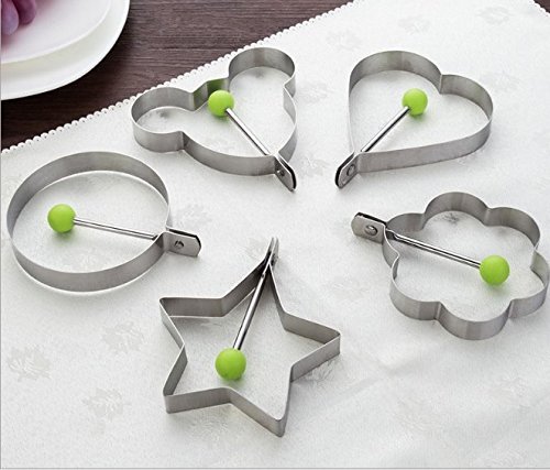 5-Shapes Fried Egg Rings Non Stick Stainless Steel Pancake Mold Cooking Tools for Making Cakes, Meatloaf, Biscuits and Other Delicious Food, God’s Kitchen !!!BEST PRICE!!!