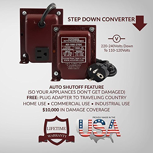 ACUPWR AD-1500 1500-Watt 220-240 Volts 110-120 volts Step Down Voltage Transformer/ Converter Ideal for VITAMAX mixers and small Kitchen appliances